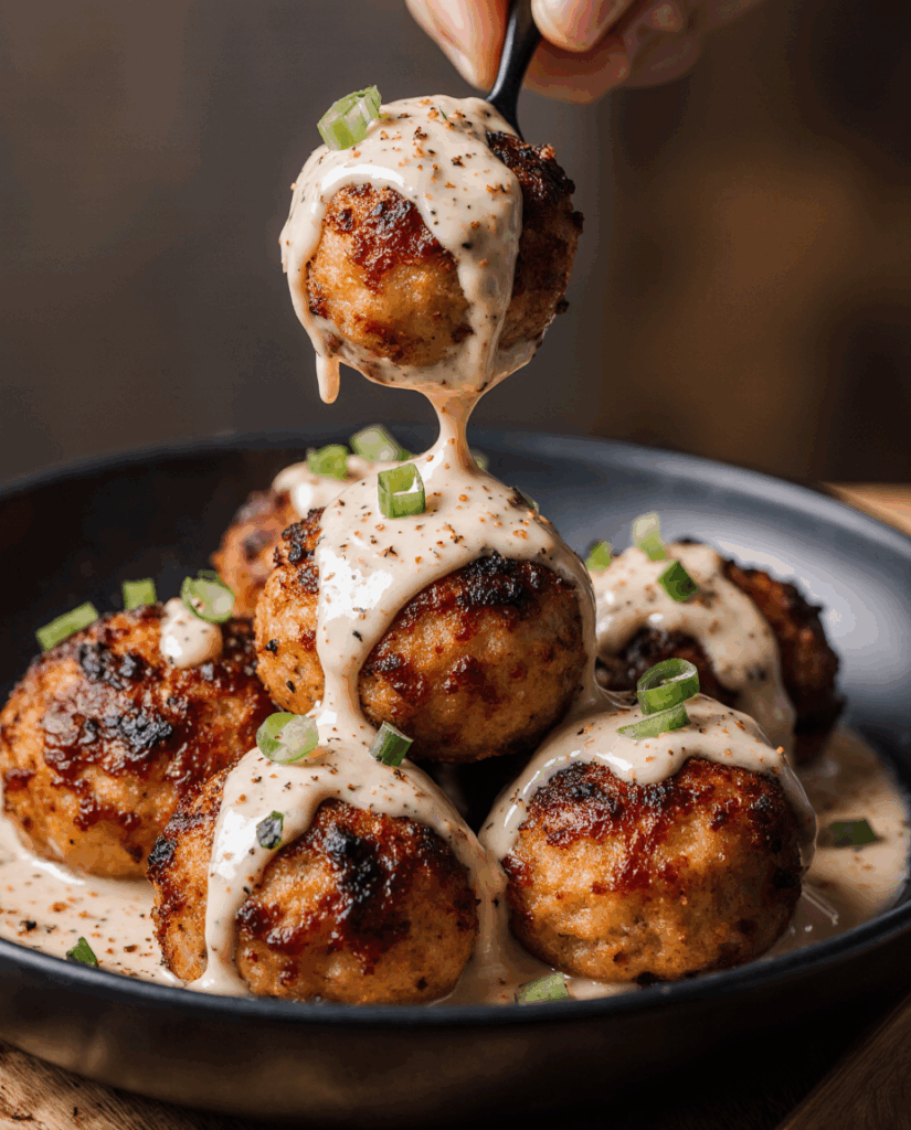 Korean BBQ Meatballs mit Spicy Mayo Dip
